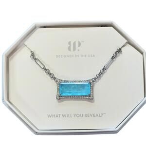 Bomb Party Necklace "Darling, Your The Moment" Light Blue Quartz on Hematite